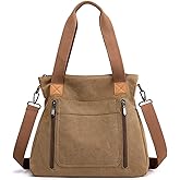 Sunshinejing Women's Canvas Tote Bag Work Shoulder Crossbody Bags Vintage Multi-pocket Handbags