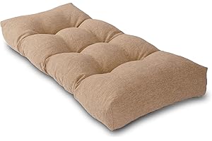 ROFIEJOX Bench Cushion 45 Inch - Polyester Brushed, High-Density Foam, Non-Slip Bottom, Soft Durable Indoor Tufted Long Seat Cushion for Window Garden Furniture (Light Brown, 45x18x4 Inch)