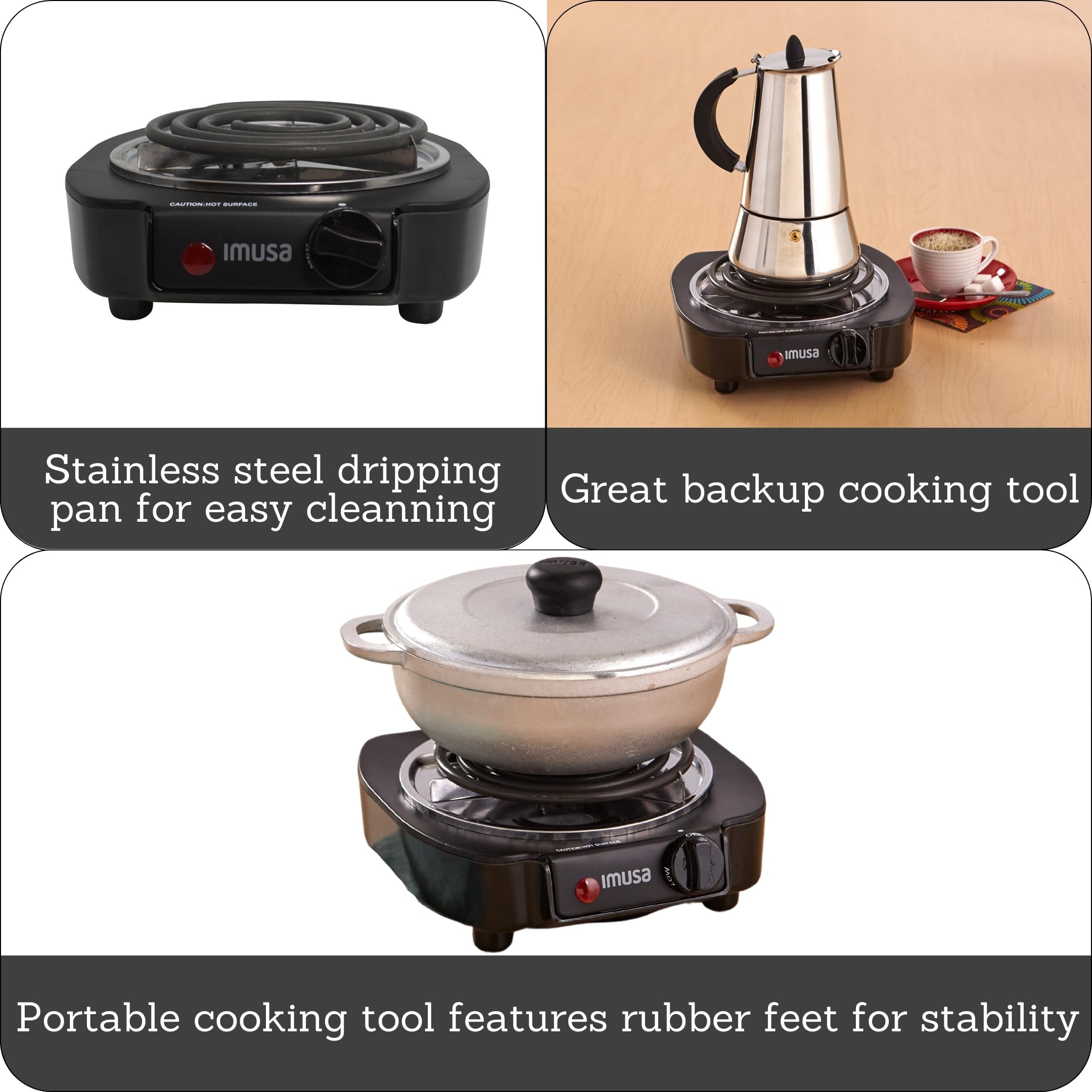IMUSA Single Electric Burner, Black
