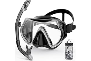Snorkeling Gear for Adults, ZIPOUTE PRO Snorkel Mask Adult Snorkel Set, Anti-Fog Scuba Diving Mask Panoramic View Scuba Gear, Tempered Glass Snorkel Goggles Swim Masks for Adults