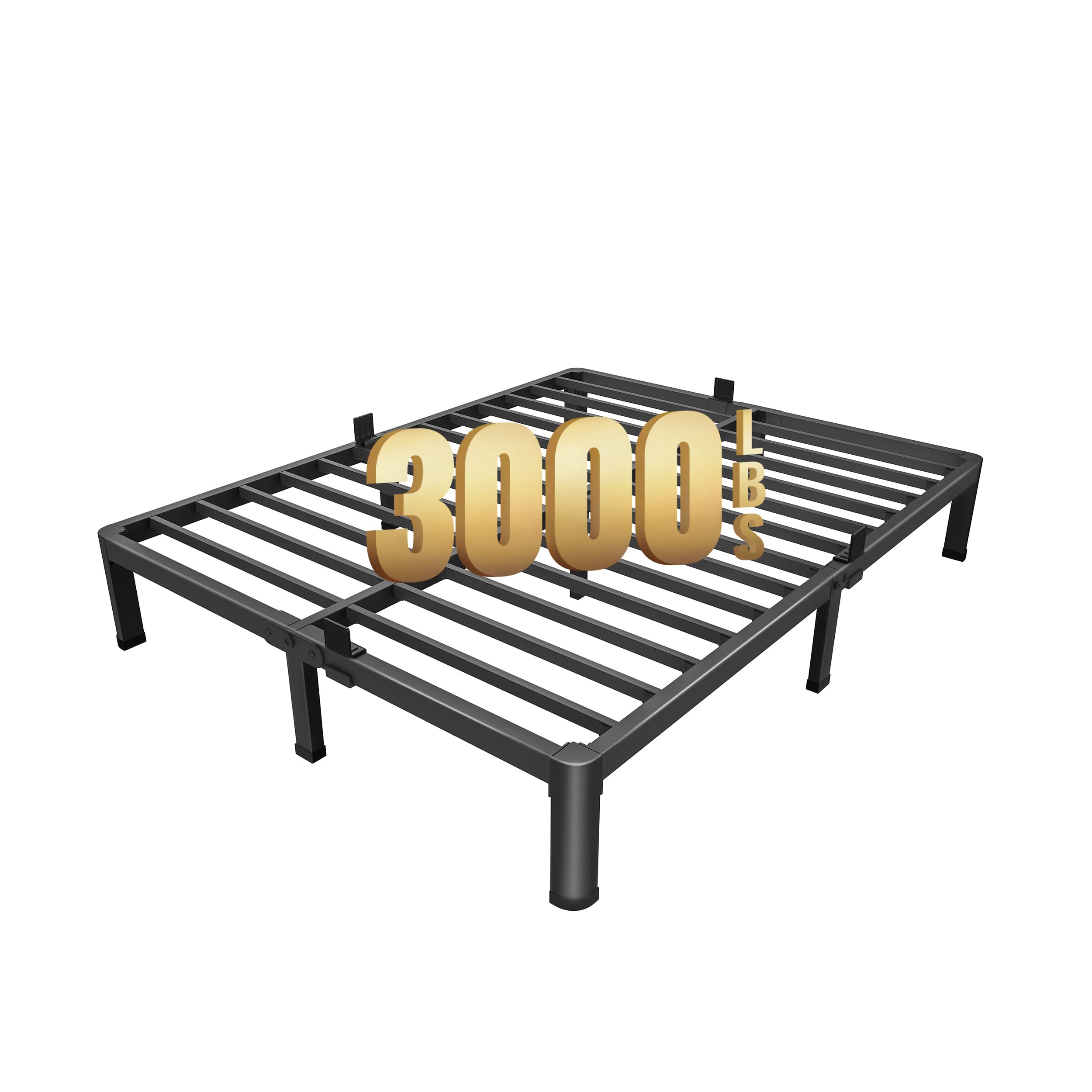 Photo 1 of MAF 7 Inch Queen Metal Platform Bed Frame with Round Corner Legs, 3000 LBS Heavy Duty Steel Slats Support, Noise Free, No Box Spring Needed, Easy Assembly