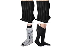 Shihanee 5 Pairs Seamless Walking Boot Socks Over The Calf Loose Fit AFO Tube Socks Liner for Cam Walker Orthopedic Boot Cast