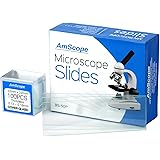 AmScope BS-50P-100S-22 Pre-Cleaned Blank Ground Edge Glass Microscope Slides and 100pc Pre-Cleaned Square Glass Cover Slips C