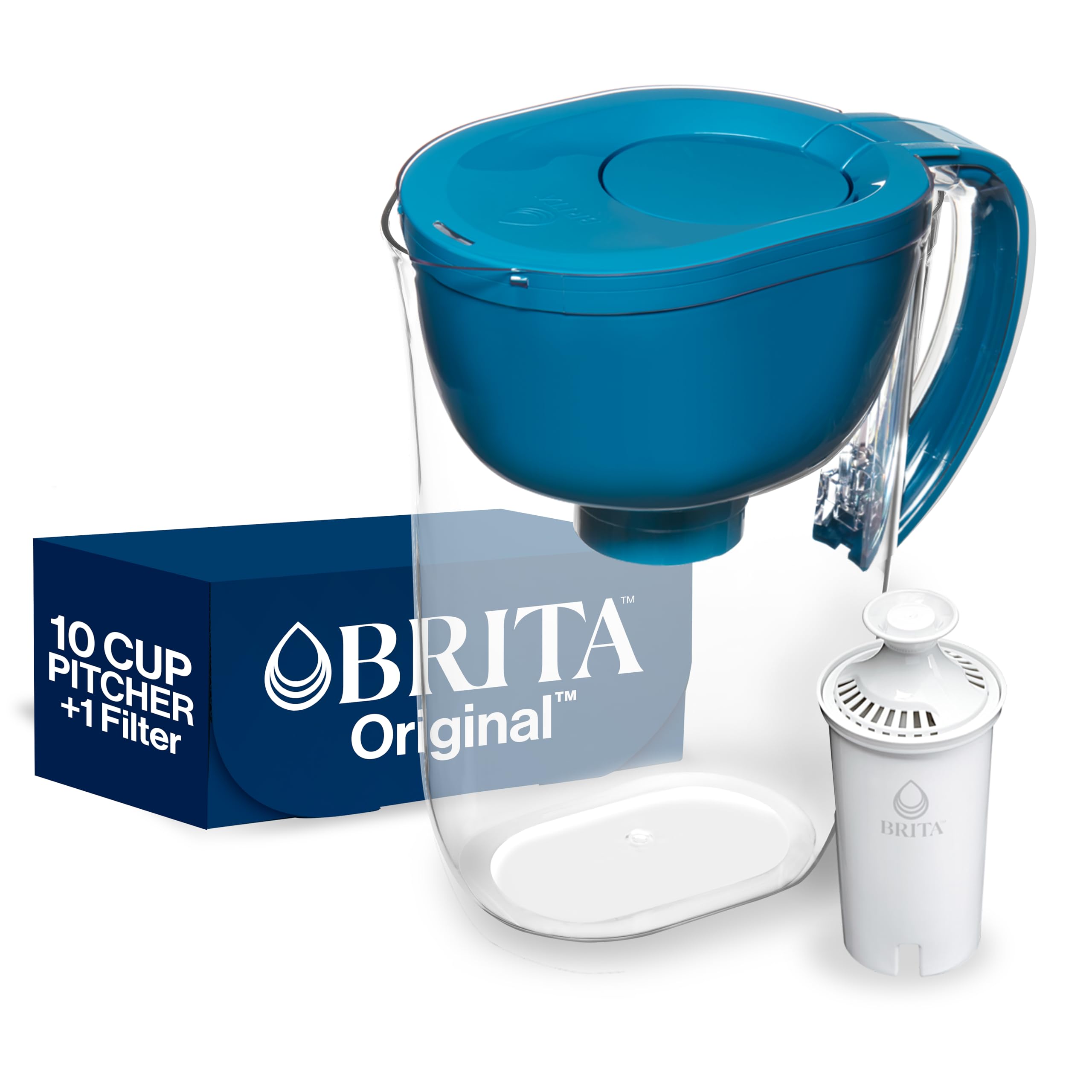 View 1 of Brita Large Water Filter Pitcher for Tap and Drinking Water with SmartLight Filter Change Indicator, Includes 1 Standard Filter, BPA-Free, Lasts 2 Months, 10-Cup Capacity, Teal