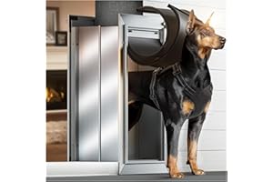 VOSOIR Dog Door for Wall, Large Doggie Door, Heavy Duty Pet Door with All Aluminum, 2 Magnetic Flaps, Wide Telescoping Tunnel, Sliding Lock Panel Doggy Door for Exterior Wall (Pets Up to 110 LB)