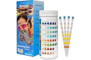 Newpol 8-in-1 Pool Test Strips, 100 Strips Water Testing for Swimming Pool, Hot Tub and SPA