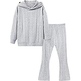 LecGee Kid Girl Clothes Fall Long Sleeve Hoodie Sweatshirt Flared Pants Set Casual 2 Piece Bell Bottom Outfits Tracksuit
