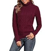 PrettyGuide Women's Turtleneck Sweater Long Sleeve Fisherman Cable Knit Pullover Sweater Tops