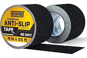 Lockport Anti Slip Tape - Heavy Duty Black Grip Tape for Stairs, 4” x 50ft for Stair Treads Non Slip Outdoor/Indoor - Traction for Ramps and Steps