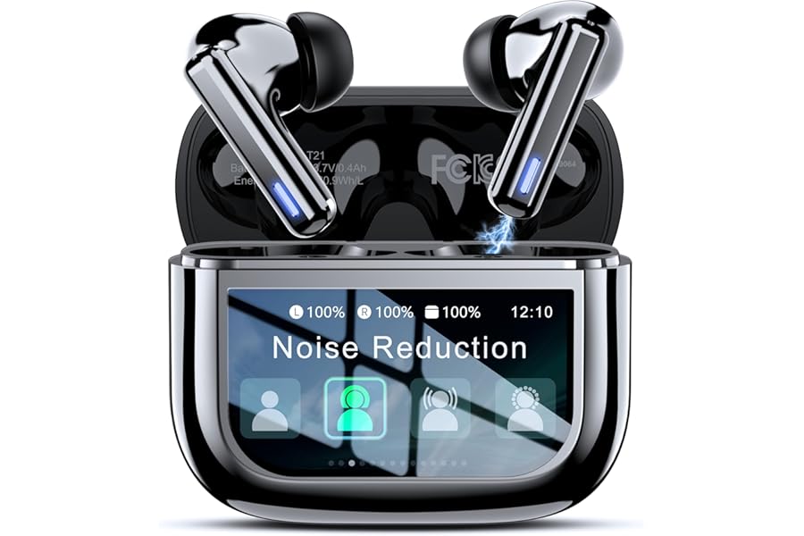 ZIUTY Wireless Earbuds Bluetooth Headphones, Ear Buds with Touch Screen, ANC ENC Noise Cancelling Transparency Mode, 40H Stereo Deep Bass, IPX7 Waterproof, Clear Calls, 5 EQ for iOS Android, Coal