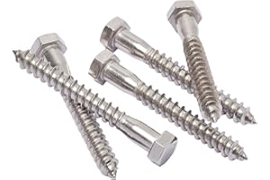 3/8" x 4" Stainless Hex Lag Bolt Screws, (25 Pack) 304 (18-8) Stainless Steel.