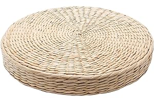 Emivery Woven Straw Cushion Tatami Floor Sitting Pillow Round Woven Yoga Mat for Home Dining Room Outdoor Garden Decor 15.7 inches