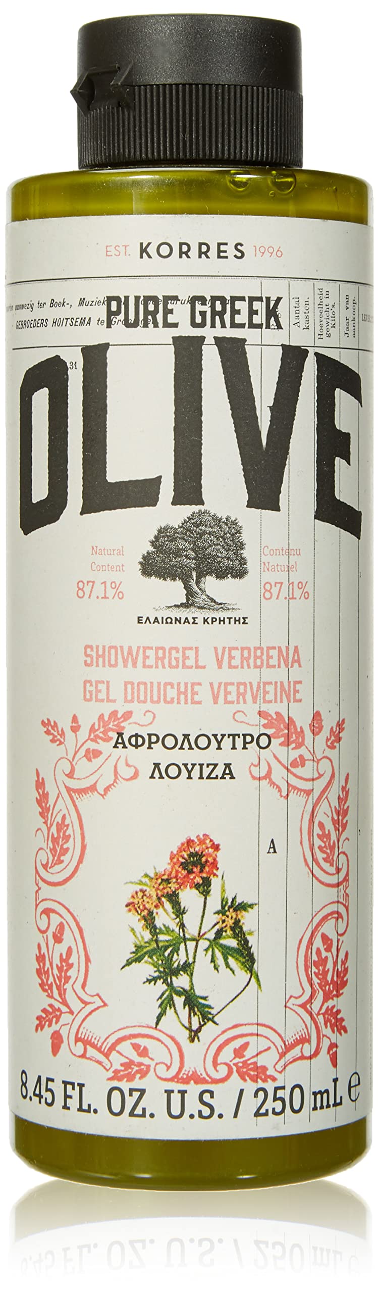 KORRES Pure Greek Olive Natural Olive Verbena Shower Gel, Vegan