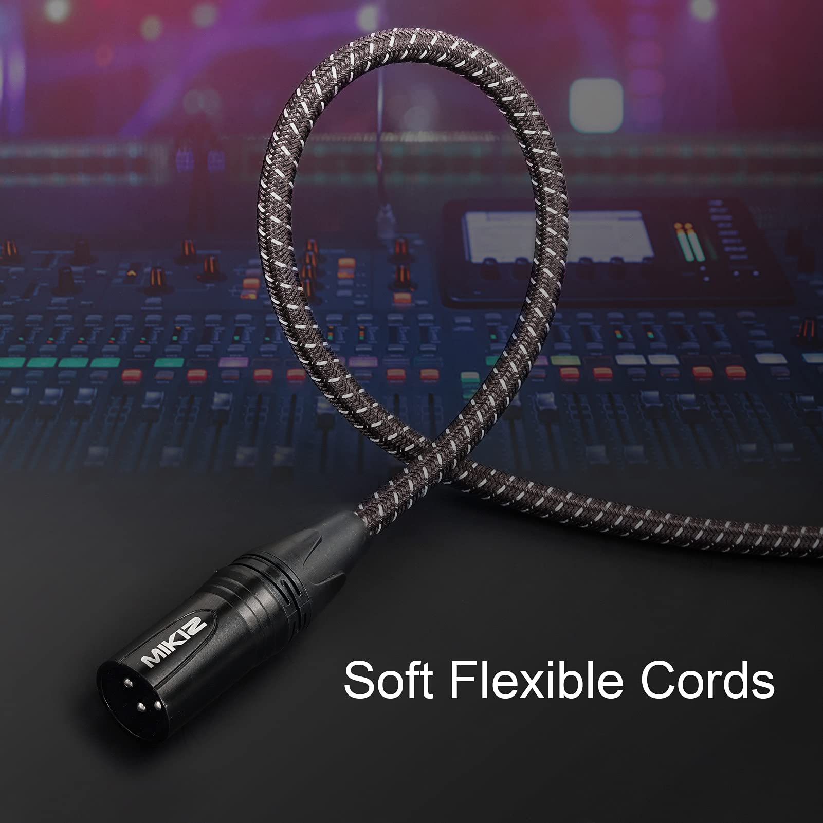 MIKIZ XLR Cables Braided 6ft 2 Pack - Premium Short Anti-tangling XLR Patch Cables Male to Female for Microphone DJ