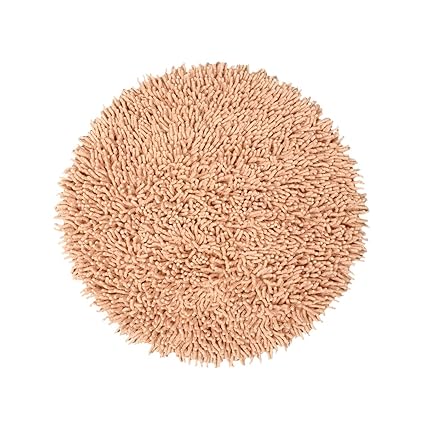 Saral Home Pure Cotton Shaggy Round Shaped Bath Mats (60 cm, Beige)