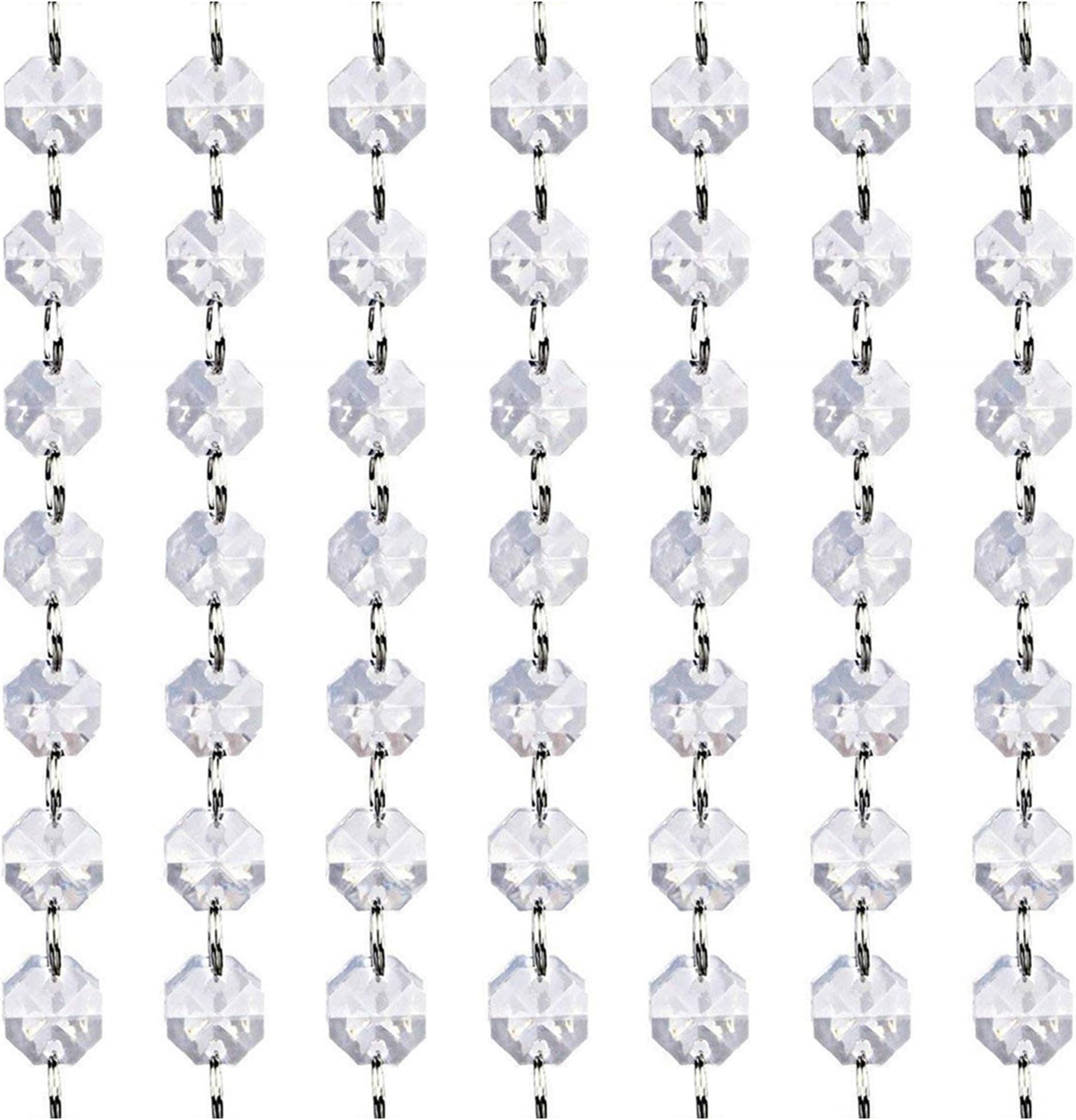 Tongshi 33 Feet Crystal Clear Acrylic Beads Chain Garland Chandelier Hanging Christmas Wedding Decoration