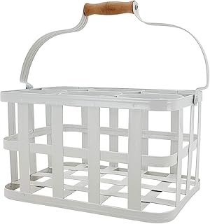 KUHEIGA Flaschenkorb Länge 32,5cm Flaschenträger Metall mit Holzgriff