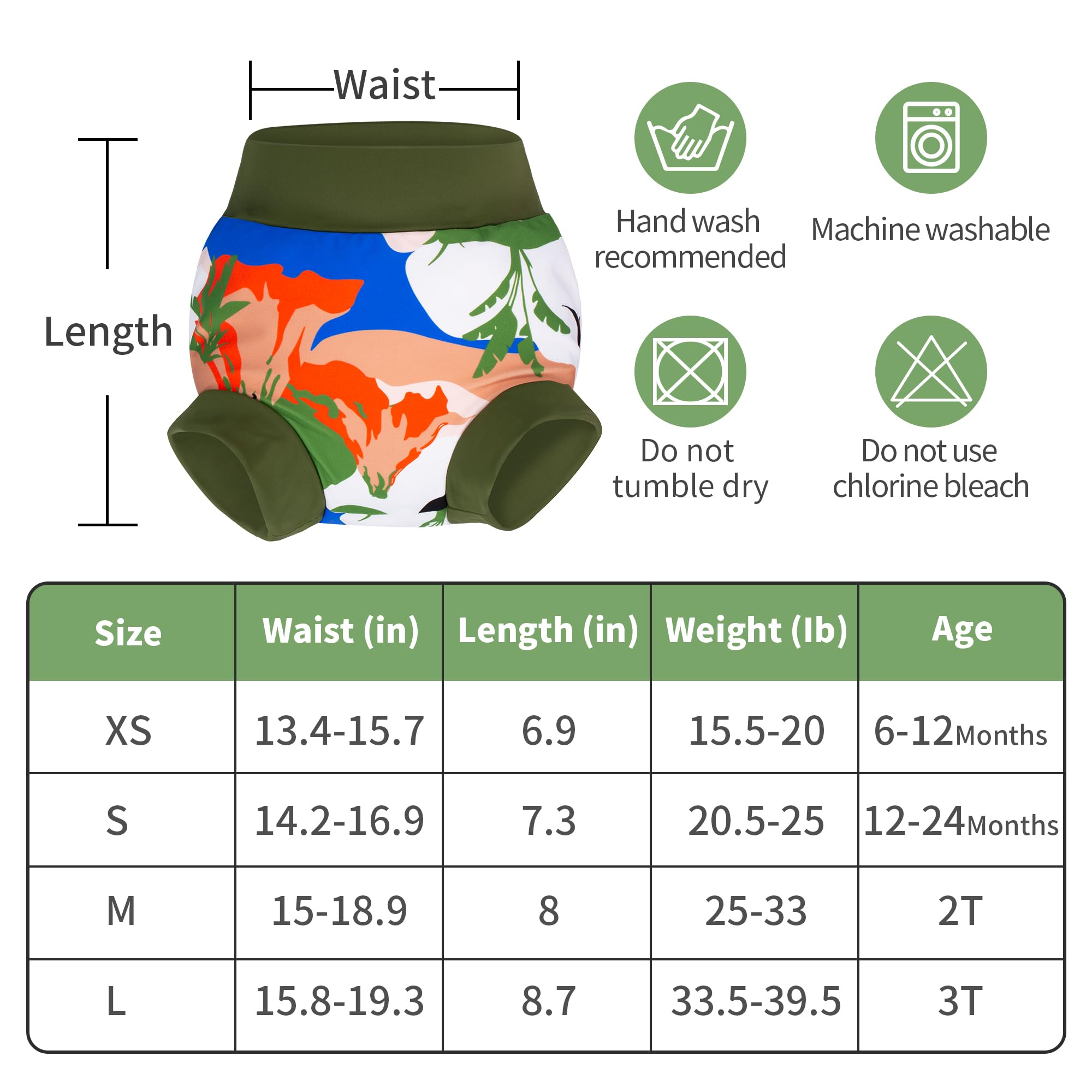 BIG ELEPHANT Baby Swim Diapers 3pcs, Reusable Adjustable Washable Waterproof Swimming Diaper for Boy's and Girl's 6Months - 5 Years