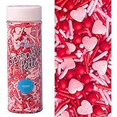 Sweets Indeed Valentines Day Heart Sprinkle Mix | Red & Pink Jimmies, Sugar Pearls, Confetti Quins, Nonpareils & Heart Shapes | Baking & Decorating 4 ounces