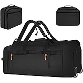 Khalor Rolling Duffle Bag for Travel with 3 Wheels, 28" 110L-120L Large Waterproof Wheeled Duffel, Expandable Fold-Up Travel Duffel Bag, No-Sag Design Lightweight Soft Carry On Luggage for Men Women