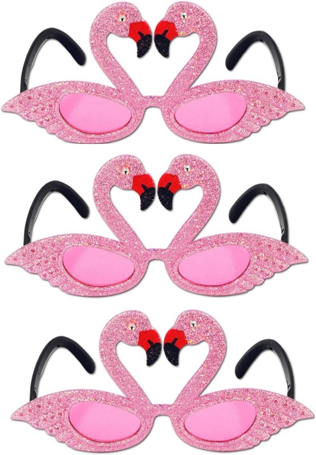 Glittered Flamingo Fanci-Frames Costume Glasses Party Accessory (Pack of 3)