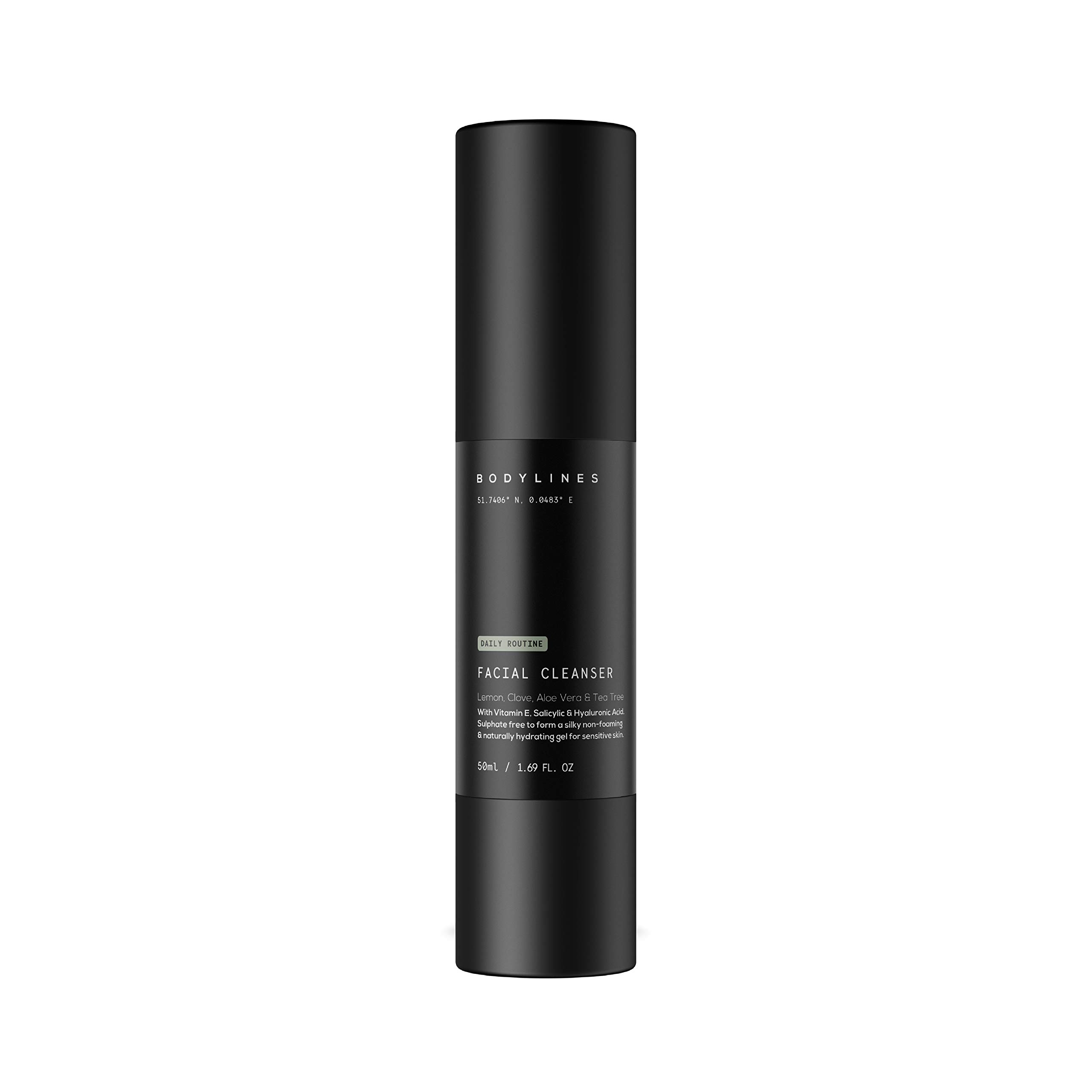Bodylines Hydrating Facial Cleanser with Salicylic Acid, Hyaluronic Acid & Vit E, Vegan SLS-Free Sensitive & Gentle Cleansing Gel Wash