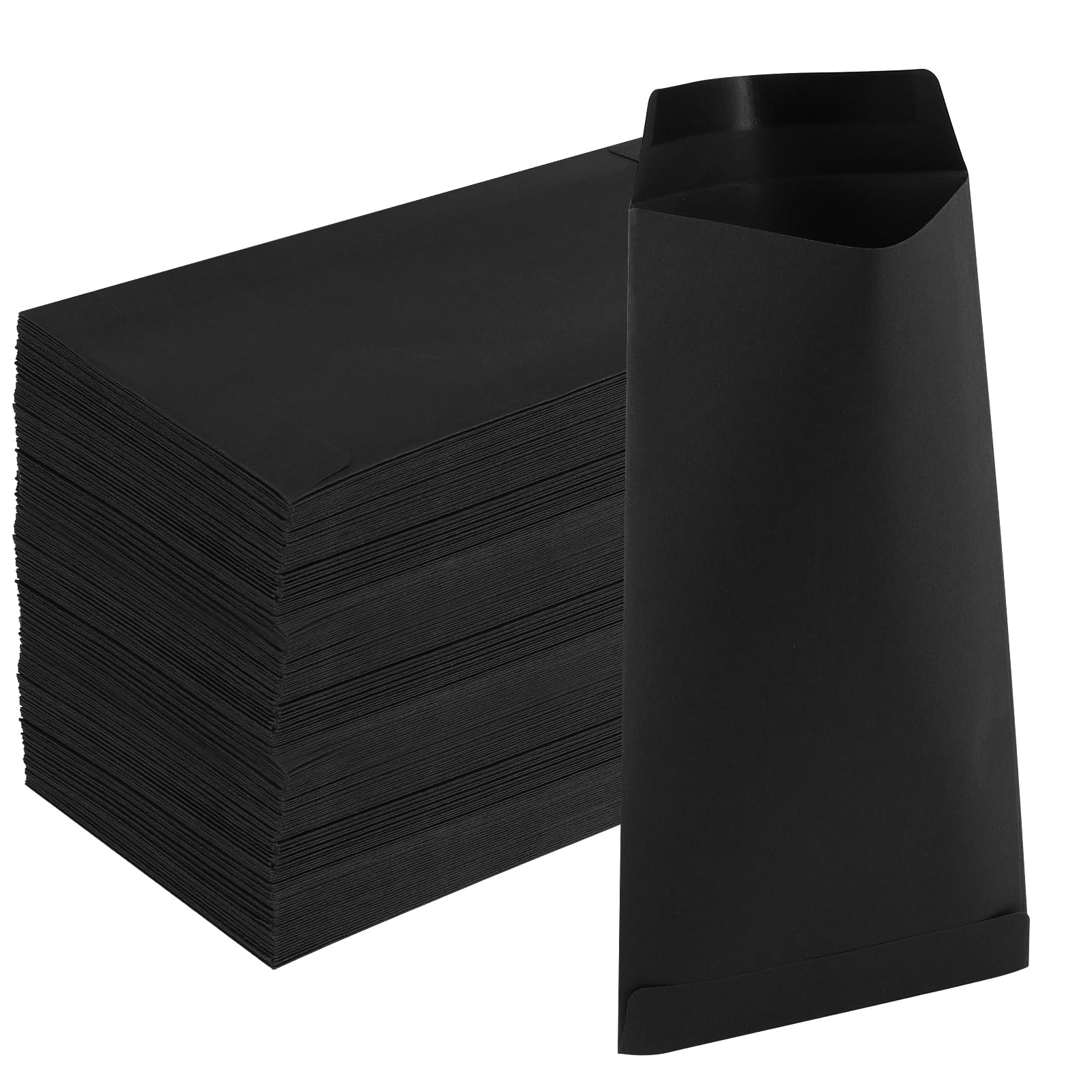 JEUIHAU 200 Pcs Small Black Envelopes, 3.5 x 6.5 Inch Kraft Paper Envelope, Mini Seed & Money Envelopes for Office Checks, Letter Mailing, Note Cards, Weddings