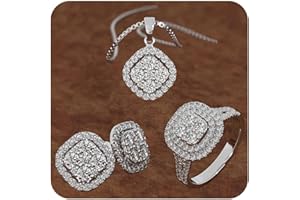 GENERIC 3 Pcs Full Diamond Jewelry Set for Women Luxury Zirconia Necklaces Earrings Rings Jewelry Set Christmas Gifts for Ladies