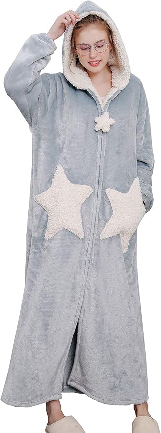 bademantel damen lang flauschig mit kapuze