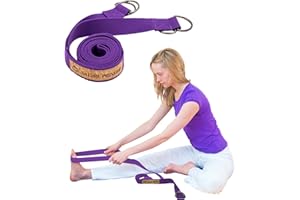 NATURE PIONEOR Yoga Stretching Strap 8 FEET - 2 IN 1 Yoga Mat Strap and Yoga Strap for Stretching, 100% Cotton Yoga Belt Strap with 4 Metal D-Ring Buckles for Yoga, Pilates, Fitness