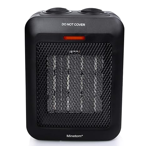 Minetom Portable Space Heater With Thermostat Ceramic Electric Heater For Indoor Use Office Home Floor Desktop Bedroom Room 1500w 750w