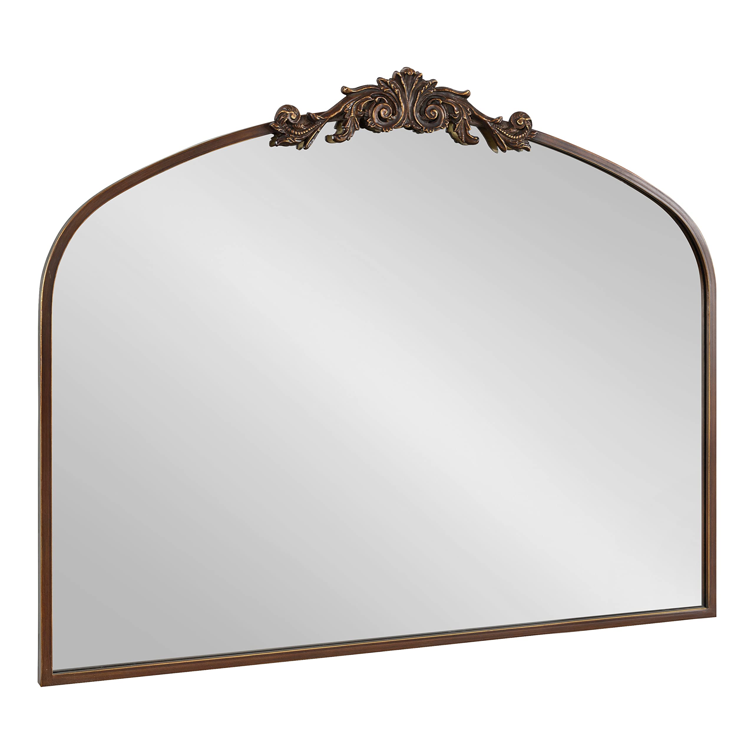Kate and Laurel Arendahl Ornate Traditional Arched Mirror; 36 x 29; Bronze; Decorative Baroque Style Arched Wall Mirror with Wide Frame and Ornamental Crown Image