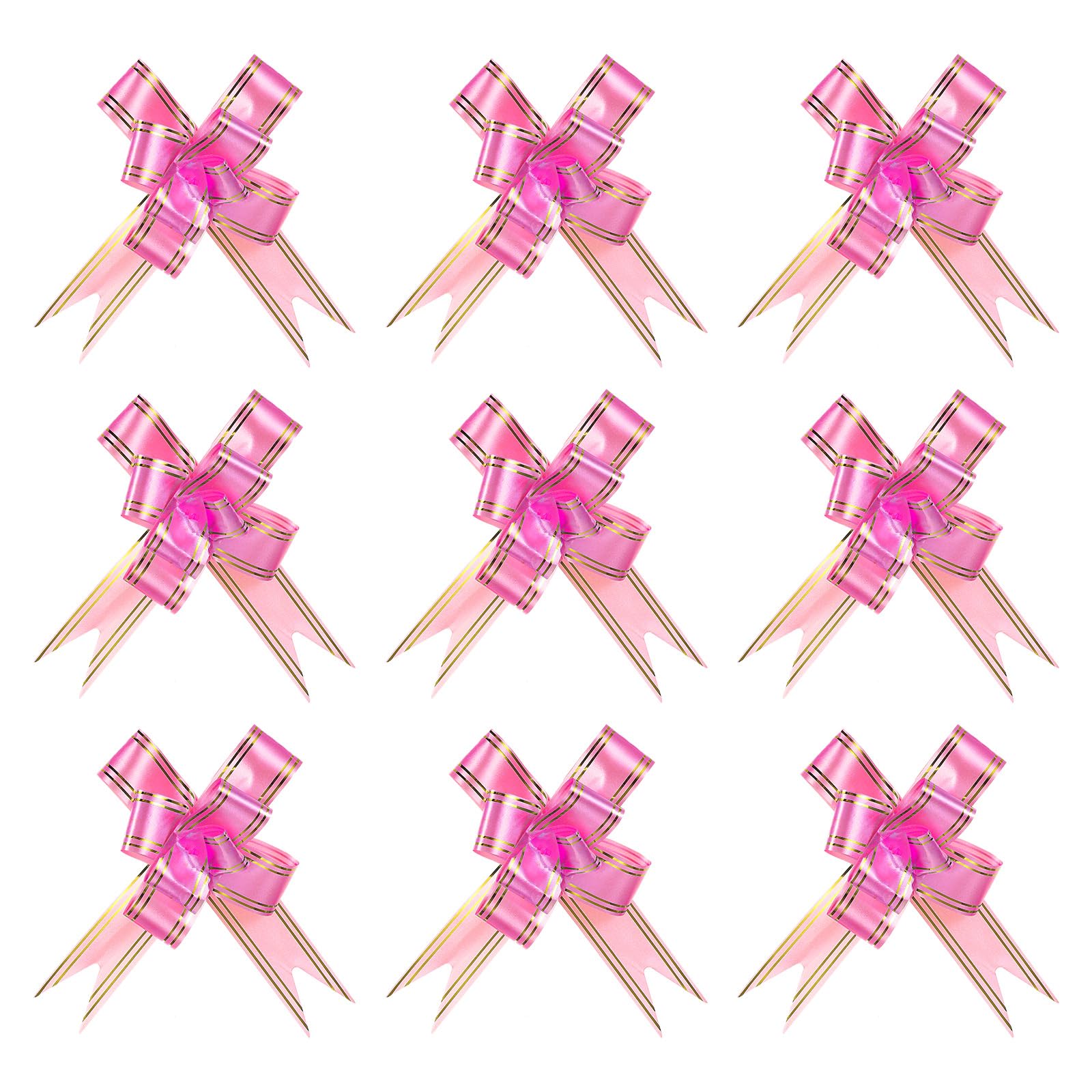 PATIKIL 4" Gift Wrap Bows, 20 Pack Christmas Pull Bow Baskets Present Wrapping Ribbon Bows for Party Ceremony Wedding Decor, Pink