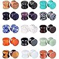Longbeauty 20/30 Pcs Set Mixed Stone Saddle Double Flared Ear Tunnels Expander Plugs Stretcher 3MM-20MM