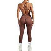 MOOSLOVER Women Strappy Backless One Piece Jumpsuits Tummy Control Padded Workout Rompers