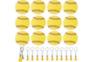 Ldntly 48PCS Baseball Acrylic Keychain Blanks Kit,12 Baseball Keychain,12 Baseball Tassels Charm,12 Key Rings,12 Jump Rings
