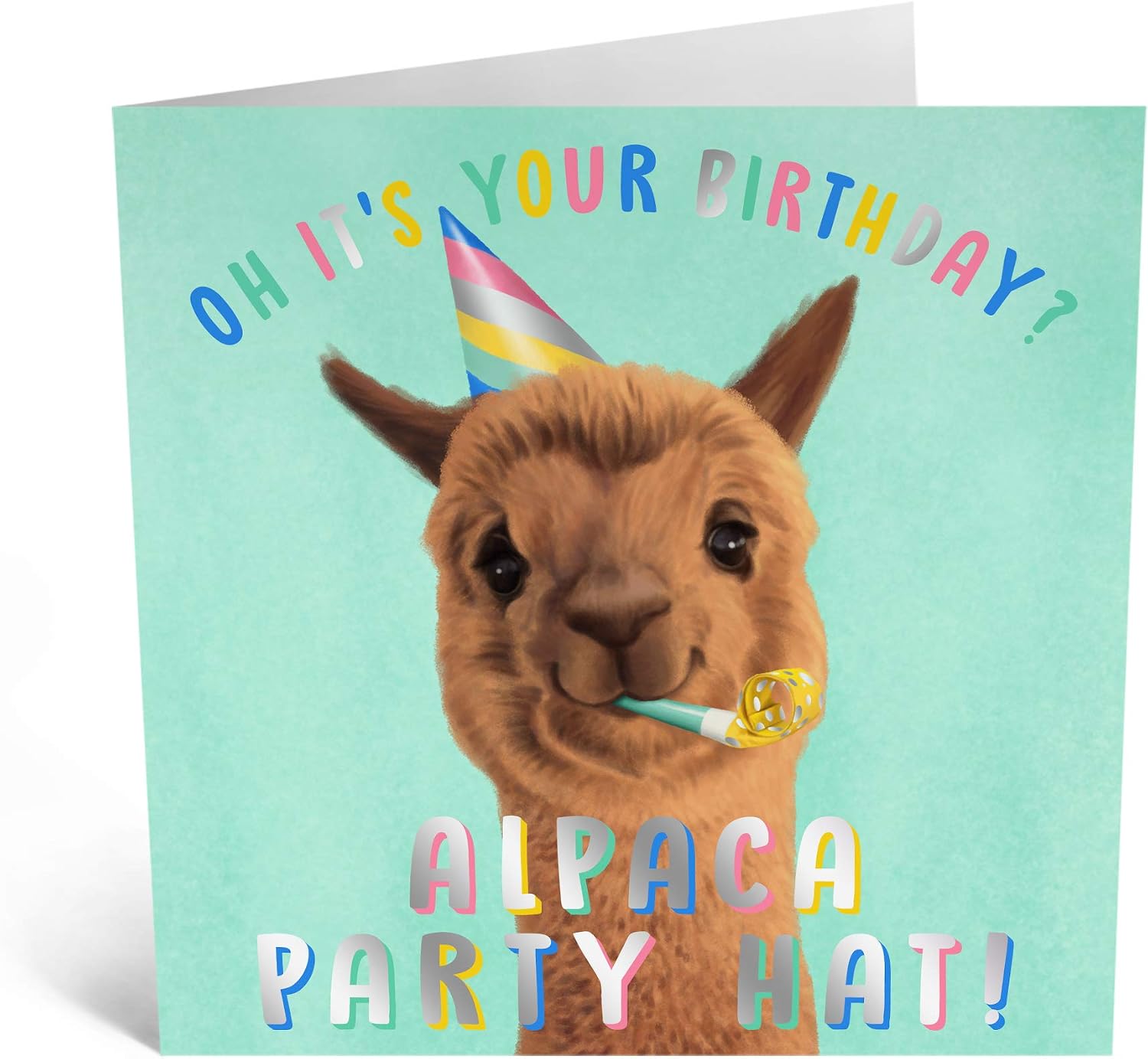 Central 23, Funny Birthday Card, 'Alpaca Birthday Hat', Witty Animal Pun Card, For Friends, Cute Design for Kids