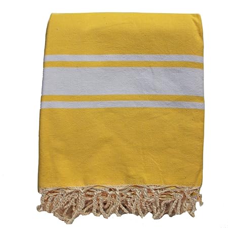 Just a Joy Extra Große Stranddecke (180 x 240 cm) - Hamamtuch XXL - Gelb