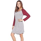LazyCozy Womens Long Sleeve Nightgowns Viscose from Bamboo Sleepwear Soft Nightshirt Lightweight Sleep Dress