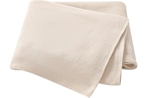 Hadetoto Baby Blanket Newborn Girl Boy Cotton Knit Blankets Soft Cozy Receiving Swaddle Blankets Infant Toddler Travel Blankets (Beige)