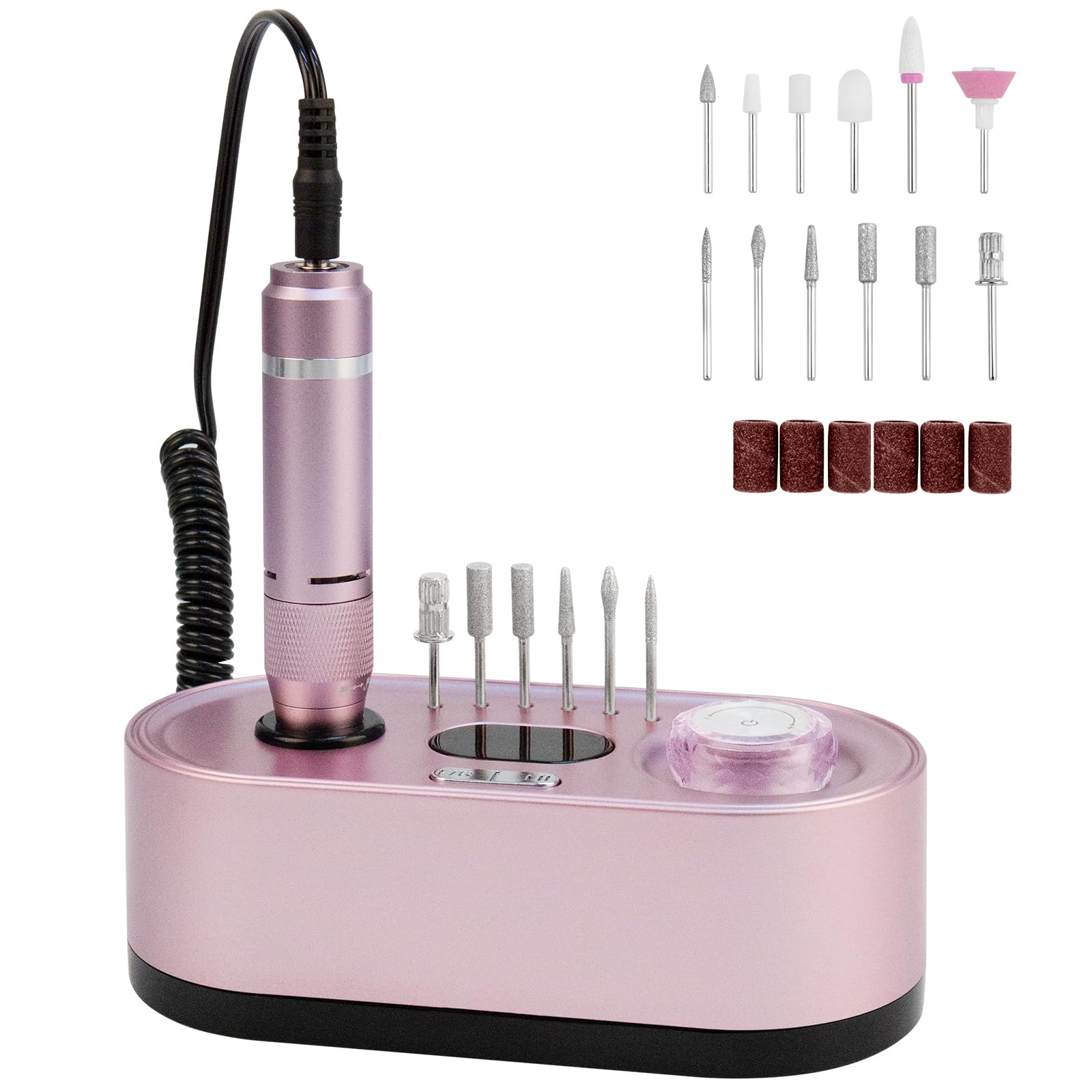 Electric Nail Drill 40000RPM, Professional Nail File 40 Adjustable Speed , Electric Nail File for Acrylic Nails Gel Nails with 12 Drill Bits, LCD Display Manicure Pedicure Kit for Manicure Salon Home