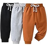 Acekoy Toddler Baby Boy 3 Pack Sweatpants Solid Pants and Casual Joggers