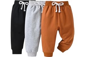 Vicexuga Toddler Baby Boy 3-Pack Harem Pants Jogger Pants Solid Color Elastic Trousers Sweat Pant
