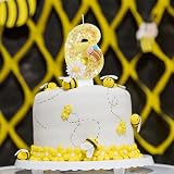mciskin Flower Bee Number 2 Candle Yellow Glitter for Cake Birthday view 7