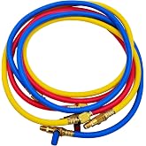 ONHUMILLION 3-Piece AC Charging Hose Set 60" Shut-off Valve for HVAC R134A | 60" hose, 1/4" SAE, 600 PSI, shut-off valve, UGC-AC-HOSE-3PCS, fits R12 R22 R502, 1-year warranty