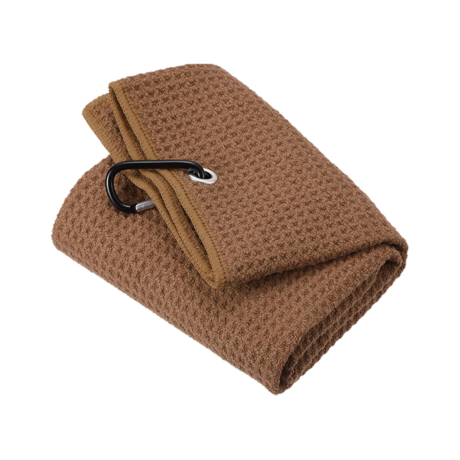 PATIKIL 24"x16" Tri-Fold Golf Towels, Waffle Pattern Towels Soft Fiber Strong Water Absorption with D Clip for Golf Lovers, Brown