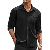 COOFANDY Mens Long Sleeve Button Down Shirts Wrinkle Free Untucked Shirts Casual Dress Shirt for Men