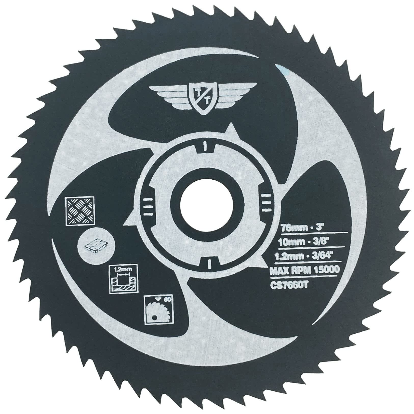 1 x TopsTools CS7660T 76mm 60T 10mm Bore Saw Blades