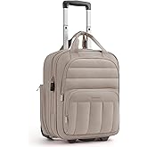 BAGSMART Small Underseat Carry on Luggage with Wheels, 16 inch Small Under Seat Luggage, Lightweight Travel Suitcase for Women, Brown