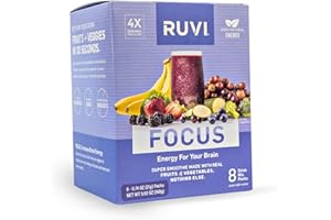 Ruvi Brain Powering Smoothies | Fruit and Vegetable Drink Mix | Freeze-Dried Juice Powder | Delicious Flavor Variety Packs | On-the-Go Healthy Snack | Clean-Ingredients | Vegan | Gluten-Free & Non-GMO | No Additives